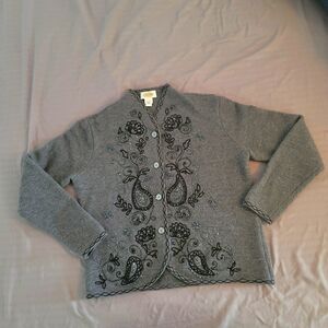 Talbots 100% Merino Wool Button Up Cardigan Sweater Jacket in size medium.